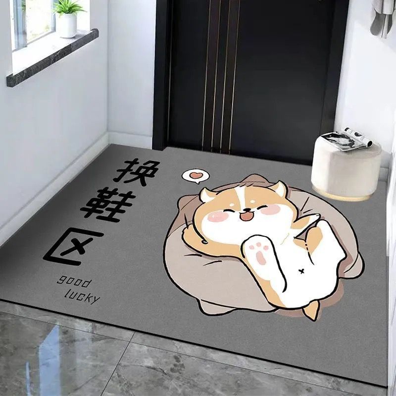 硅藻泥卡通吸水入户门地垫灰色进门防滑门垫家用可爱耐脏玄关脚垫|undefined