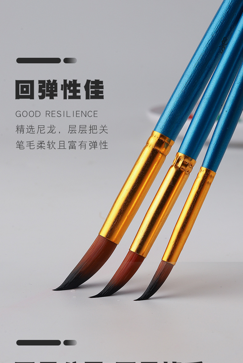 Cross-border wholesale nylon gouache watercolor paint brush oil paint brush set red handle blue handle black handle acrylic paint brush