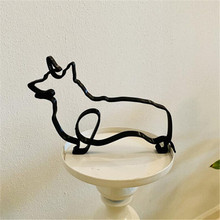 跨境新品  Dog Art Sculptur 简约金属狗 动物狗狗猫咪摆件工艺品