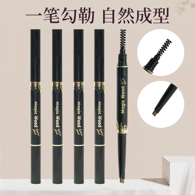 Waterproof triangular double-sided eyebrow pencil with brush