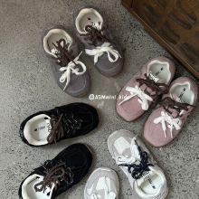 儿童真皮复古德训鞋2025秋季新款男女童软底运动鞋中大童休闲鞋