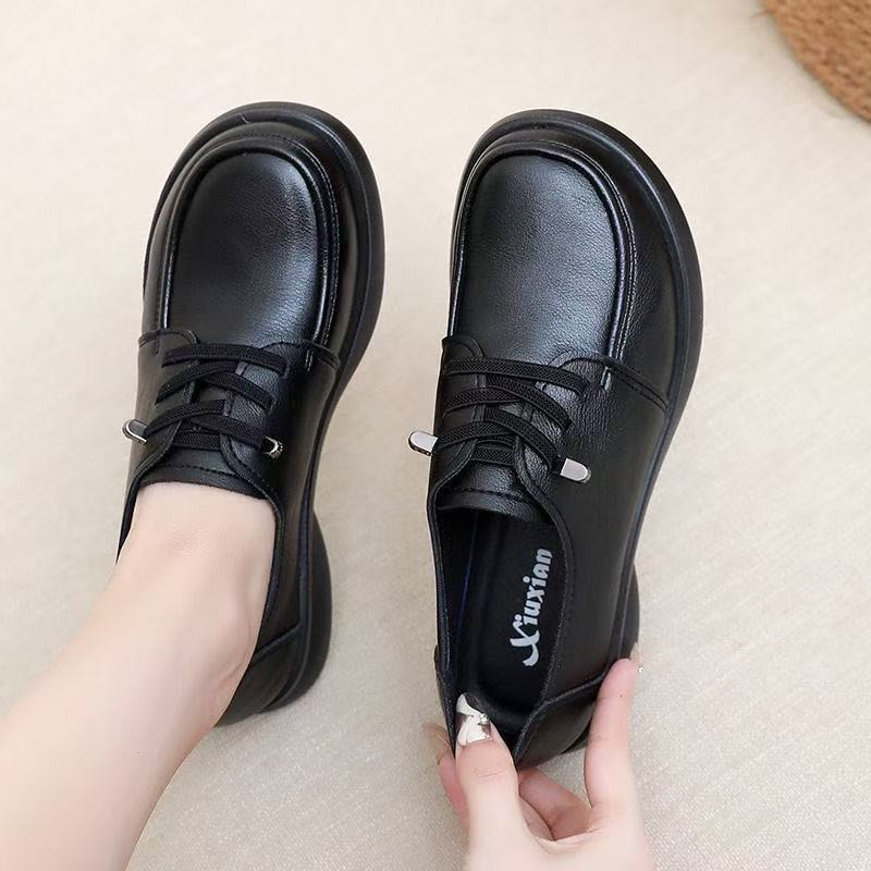 Zapatos de cuero de estilo británico 2026 primavera nueva moda versátil zapatos Lefour para mujeres zapatos simples y cómodos con suela plana