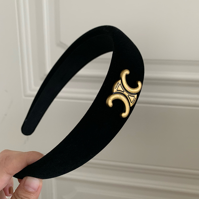 New Style Cyber Celebrity Retro French Arc de Triomphe Velvet Headband Black Headband Middle Ancient Fragrant Style High Cranial Top Hair Accessories for Women