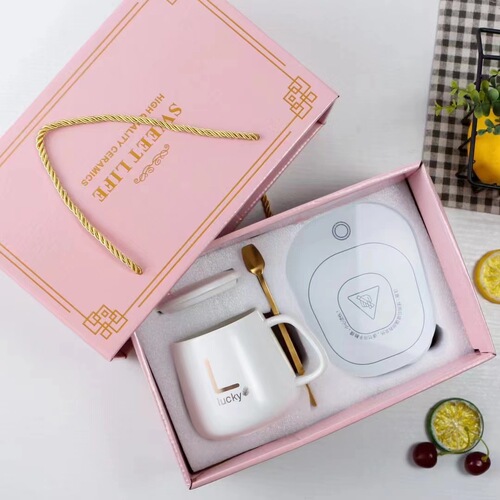 55 Degree Constant Warm Cup Gift Box Ceramic Mug Insulated Cup Mat Valentine's Day Teacher's Day LOGO Printed