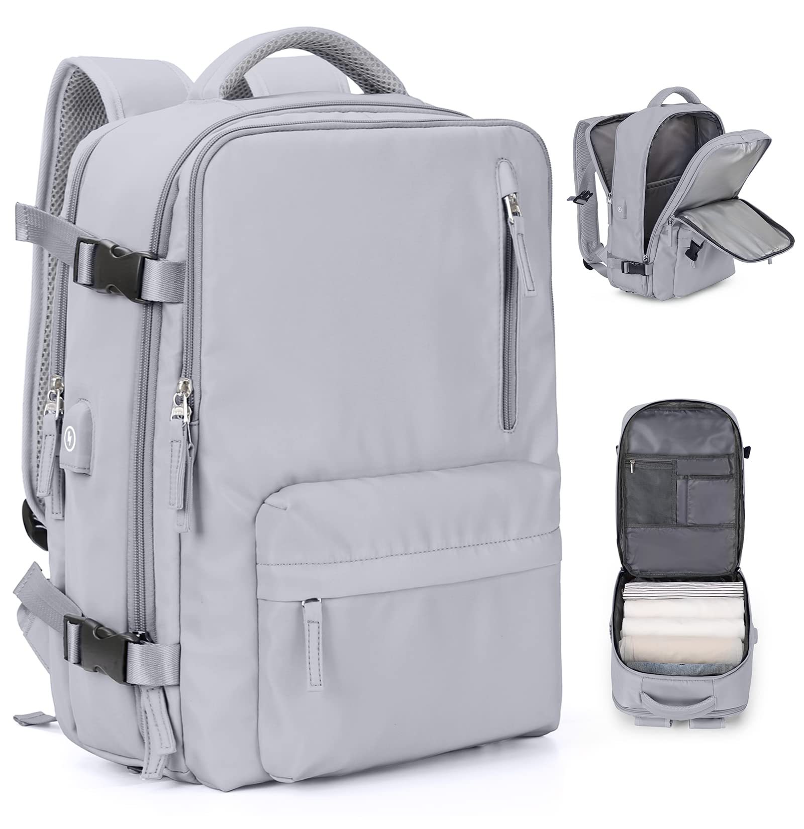 1875g Weight Nylon Lining Material Zipper Closure Type Double Shoulder Straps Strap Type Functional Backpack Bags Type Travel, Daily Occasion Nylon Material Women's Backpack Backpack Solid Color Pattern All Seasons Season Unisex Gender Streetwear Style Square Shape Solid Color Travel Daily Women's Backpack 36