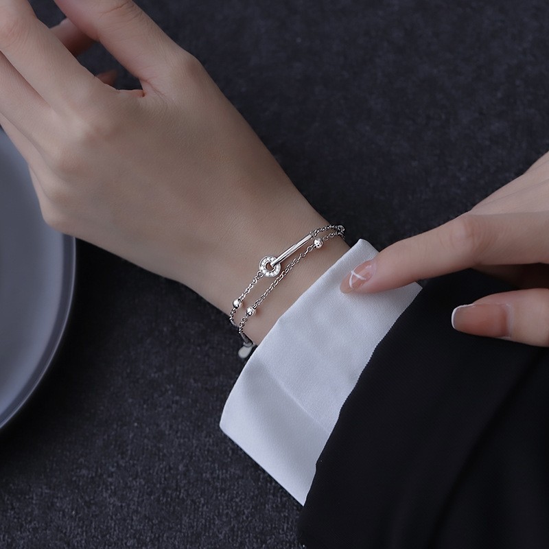 더블 레이어 서클 지르콘 팔찌