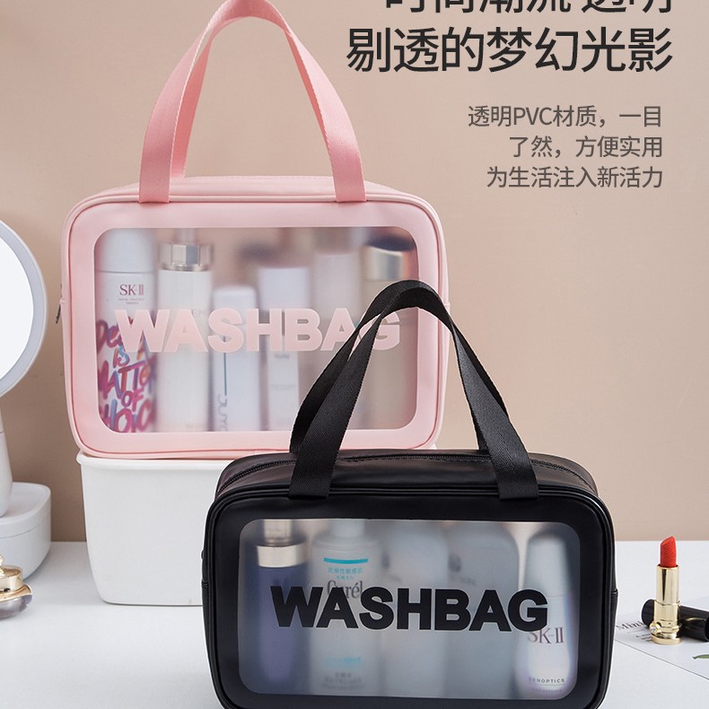 PU impermeable esmerilado bolsa de cosméticos de gran capacidad de alta apariencia bolsa de almacenamiento cosmético Portátil Bolsa de lavado al por mayor