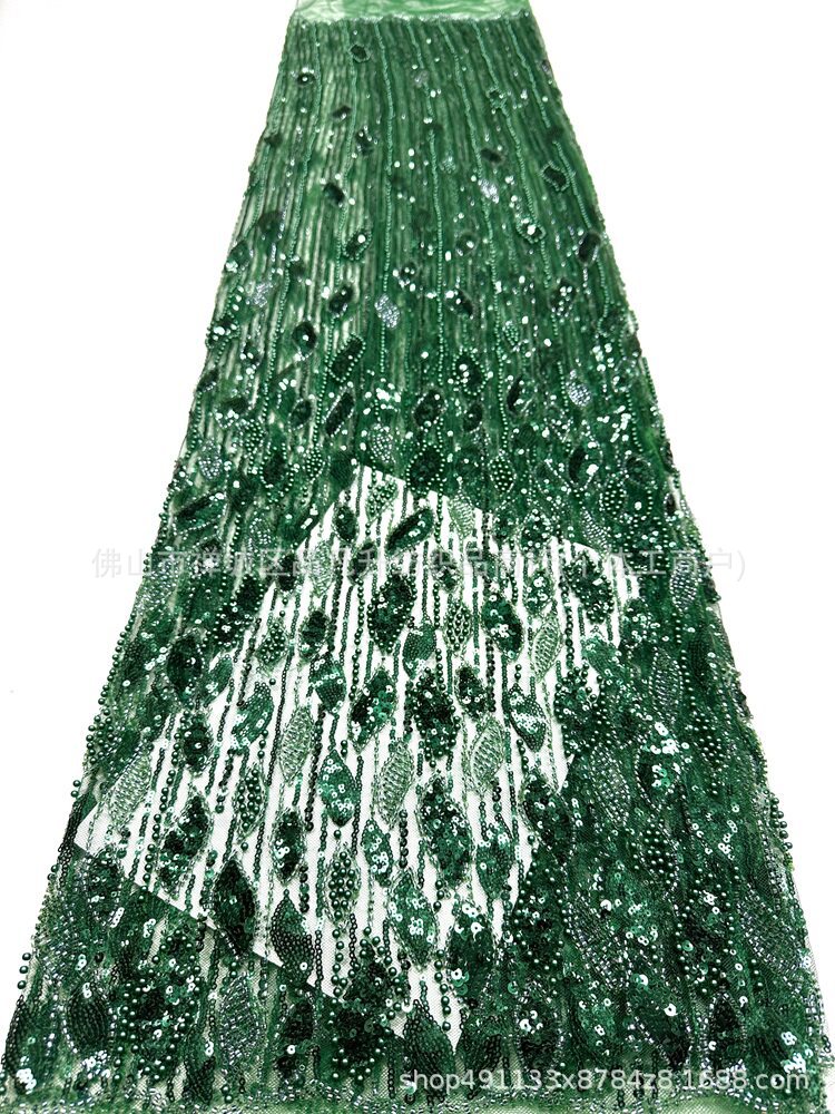 Fábrica directa tridimensional bolsas de perlas tubo bordado tela de alta gama vestido de boda moda cena vestido de tela