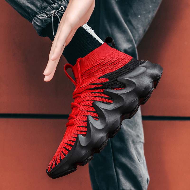 Cross-Border Men's Shoes Summer Textile High-Top Shoes Men's Casual Sock Shoes 2025 New Model Mesh Trendy Mens Shoes Cross-Border Men's Shoes Summer Textile High-Top Shoes Men's Casual Sock Shoes 2025 New Model Mesh Trendy Mens Shoes