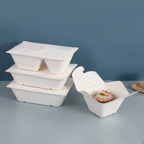 Disposable pulp lunch box eco-friendly and biodegradable pulp salad bento light food vegetarian takeout packing tableware