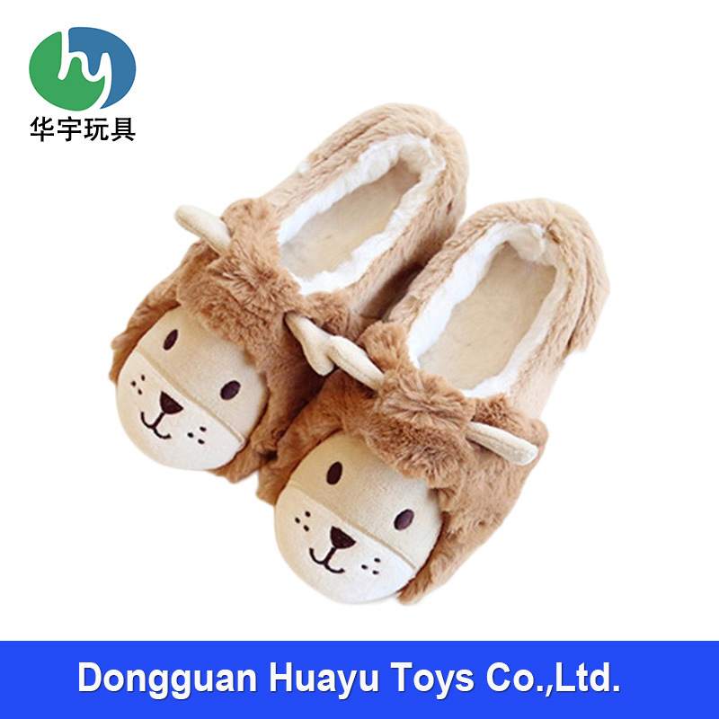 卡通獅子毛毛絨拖鞋 冬季防滑保暖棉拖鞋加工可定制動物綿羊造型