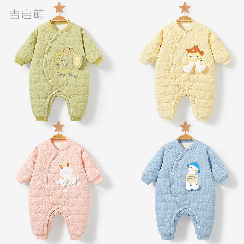 Mono de bebé Otoño e Invierno ropa de recién nacido hombres y mujeres forrado de lana engrosada caliente acolchado mameluco bebé ropa de invierno