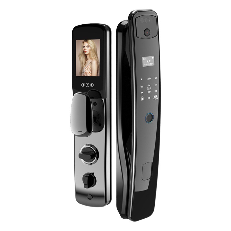 3D reconocimiento de rostro inteligente bloqueo automático de huellas digitales bloqueo hogar antirrobo puerta contraseña cerradura electrónica cámara de vigilancia
