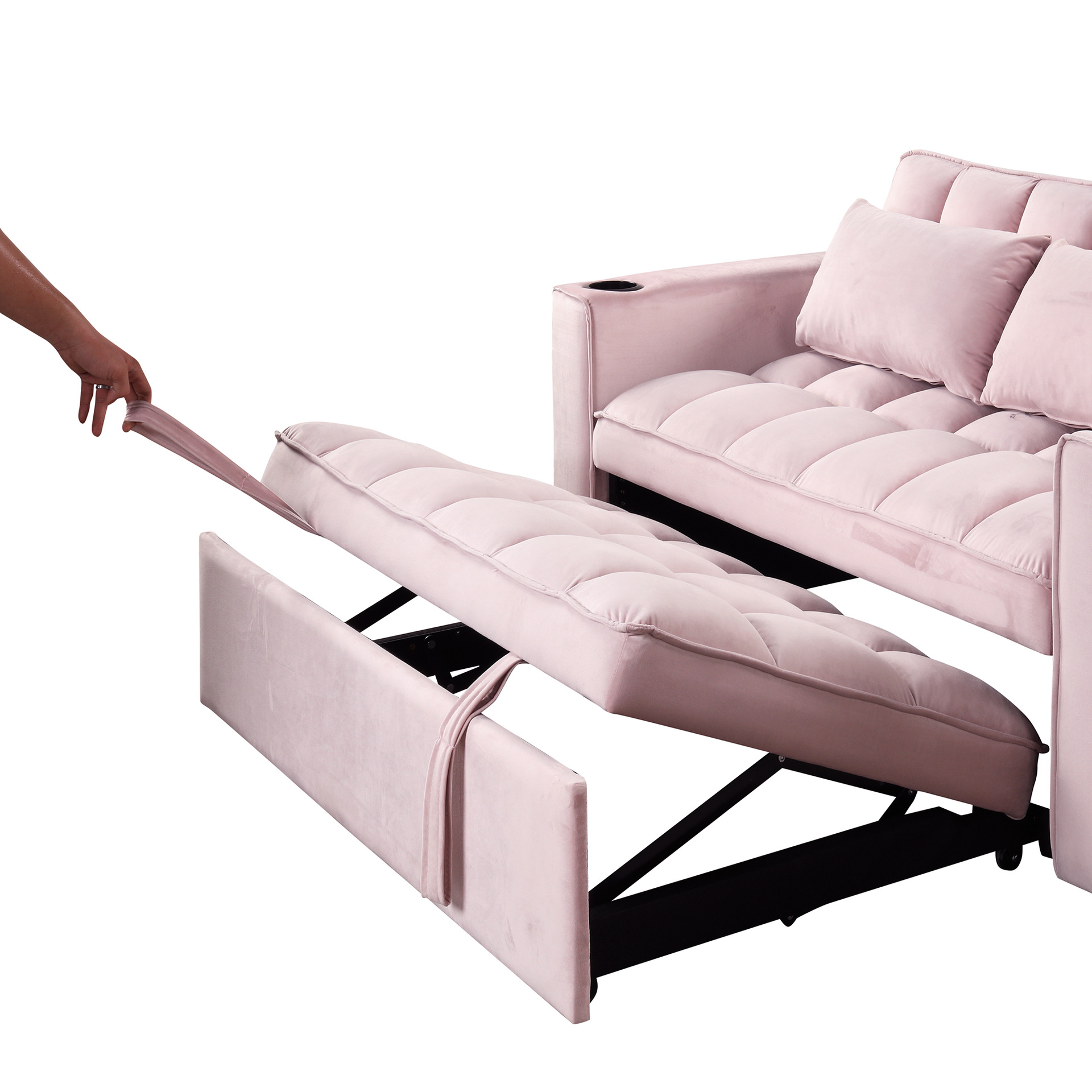 Cream Sands moderna mini sala de estar ultra ancha sentada profunda línea recta suave plum mat sofá de tela image 4