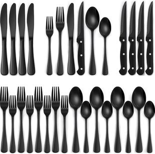 Amazon Cross-border Stainless Steel 1010 Steak Knife and Fork Spoon suit Western-style Tableware Long Handle Thickened 24/48 Piece Set