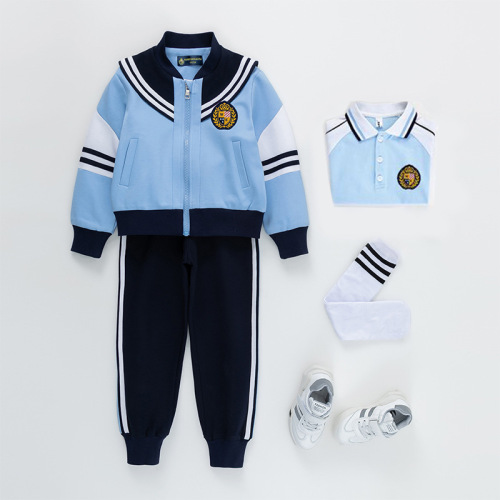 Children's School Uniform Spring and Summer Set Kindergarten Uniform Fashion English Sports Boys and Girls Class Attire