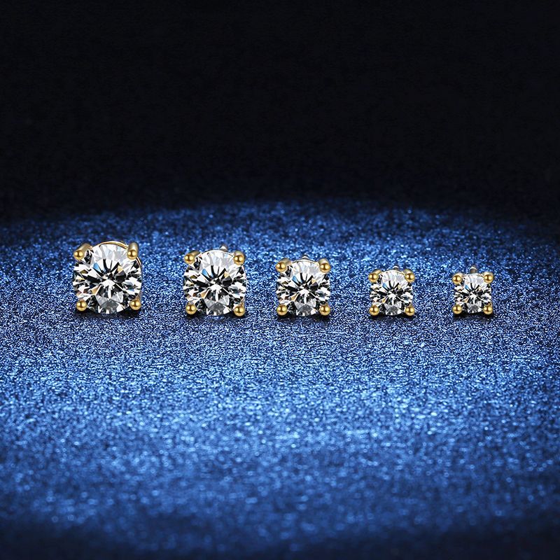 Daily, Date Occasion 1 Pair Sterling Silver Moissanite Geometric Ear Studs