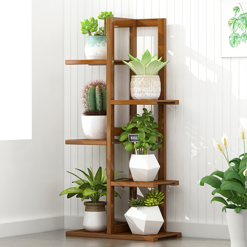 Estantes de flores de balcón interior modernos y simples aterrizan al aire libre estantes de flores de varias capas estantes de flores de madera maciza estantes de madera maciza estantes de madera
