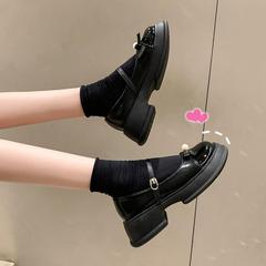 簡約百搭復古英倫風小皮鞋女夏季2024新款森系厚底白色單鞋子