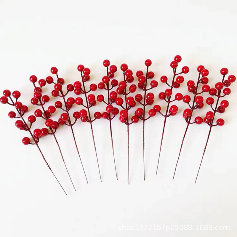 Small 12 Fruit Ilex Fortune Fruit Artificial Flower Decoration Red Berry Ilex Fruit Red Fruit Living Room Ornaments Table Set