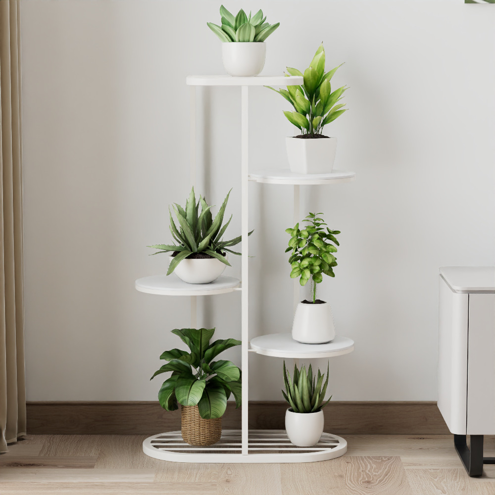 Estante de flores multicapa de arte de hierro para interiores y exteriores moderno Estante de piso para sala de estar para el hogar Estante de balcón móvil de celebridades de Internet image 4