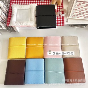 Original waxy Ji M5 loose-leaf portable mini PU leather notebook loose-leaf pocket book strap hand book