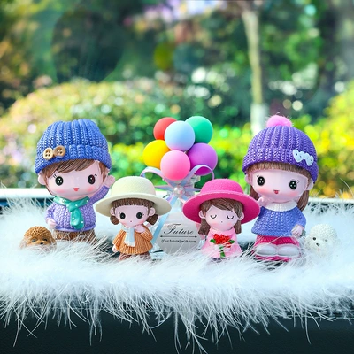 Car ornaments: Car Ornaments, Cute Dog - scarf-couple-rice-flower-color-balloon-big-feather