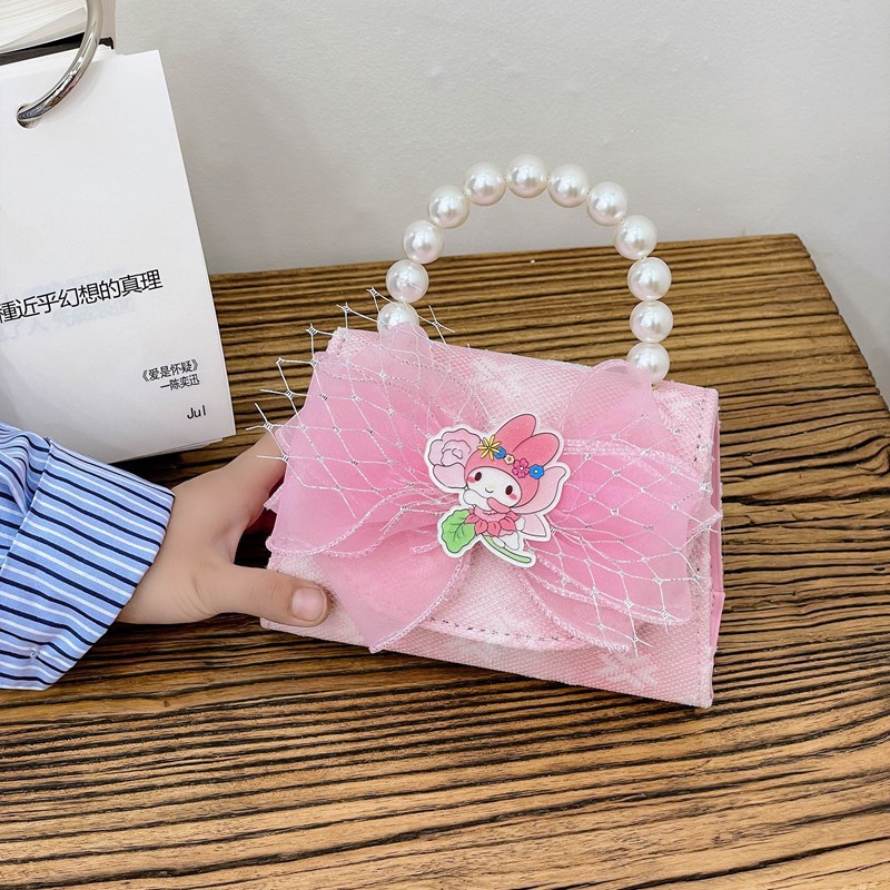 Bolsos infantiles, bolsos de moda princesa de perlas, bolsos de cambio de chicas lindas, bolsos de hombro de encaje