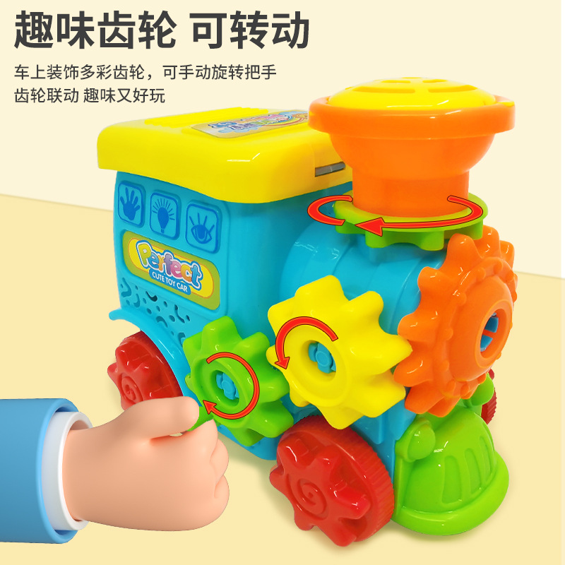 Tirar de la locomotora luminosa Los juguetes educativos para niños también son puestos callejeros al por mayor