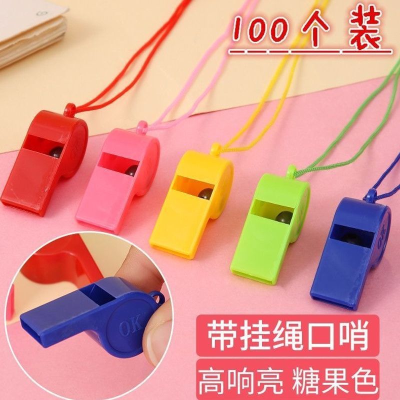 Creative whistle children's toy plastic whistle with hanging rope, colorful toy whistle, referee whistle, children's whistle, in stock.