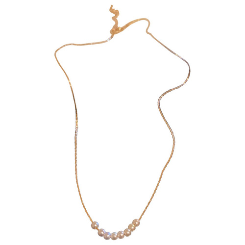 Korean simple pearl geometric necklace for women, thin chain, niche, light luxury clavicle chain, cold style, versatile necklace for women