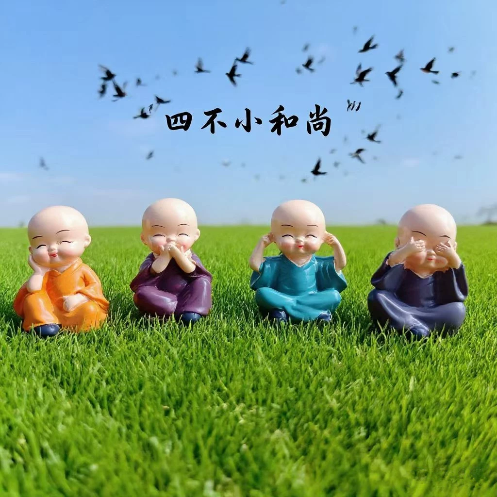 Настольные украшения для аквариума Zen Four, чайный питомец, растения в горшках из смолы, микропейзаж, маленький монах, ландшафтный дизайн, декоративные поделки