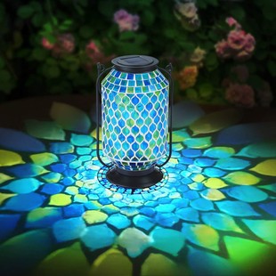 Cross-Border Solar Mosaic Glass Jar Lamp Waterproof Led Crack Decorative Lamp Peacock Polka Dot Lantern