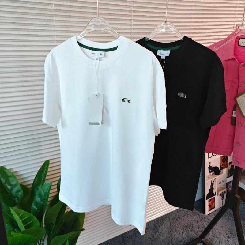 Cross-Border Authentic Summer E Fish Pure Cotton Heavyweight Short-Sleeve T-Shirt with Embroidered Logo, Casual Loose Fit for Couples, Unisex