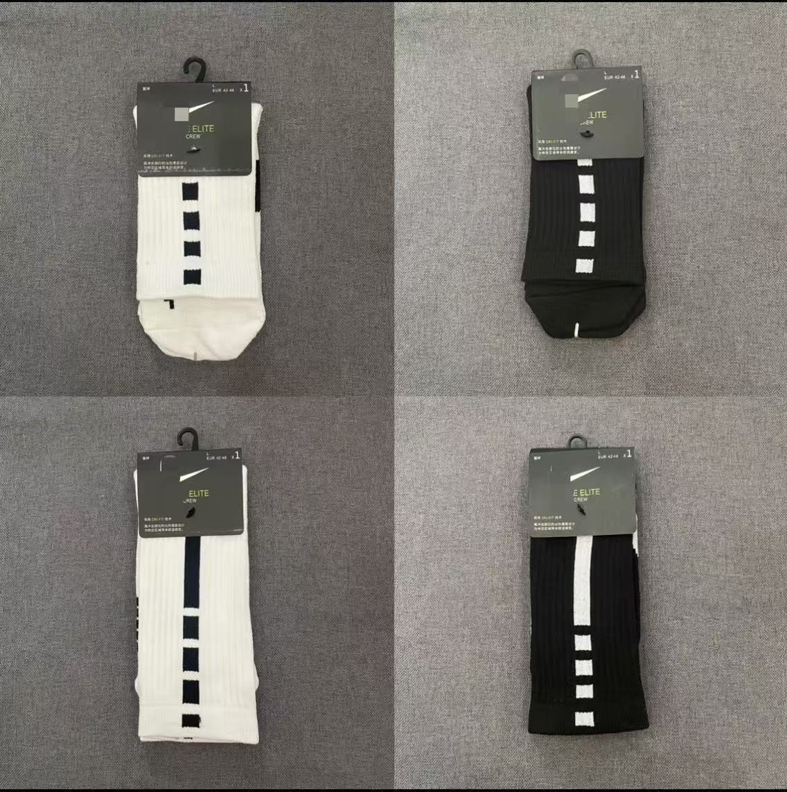 19 Elite Unlabeled Basketball Socks, Mid-Length Towel Bottom Thickeneded Outdoor Sports Socks, Classic American Trbottomyy Socks