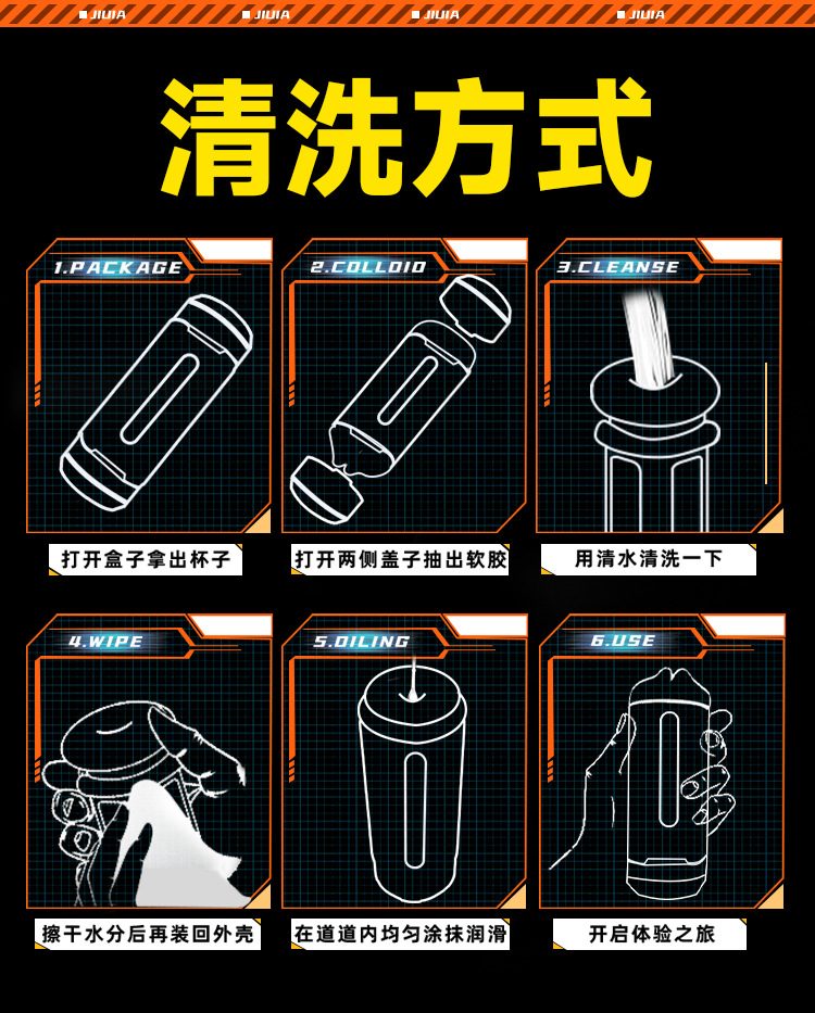 Jiuai Double-Headed Airplane Cup for Men, ABS+TPE Manual Masturbator, Non-Electric — detail image 27
