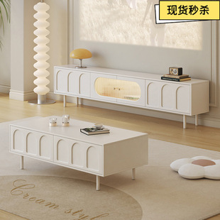 French Cream Style Coffee Table Tv Cabinet 2025 New Classy Small Apartment Living Room Home Storage Locker Floor Cabinet