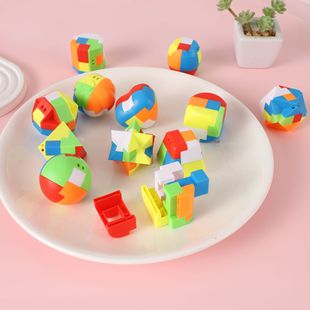 Children's Educational Leisure Assembly and Disassembly Toy Mini Kongming Lock Plastic Luban Lock Set Gift