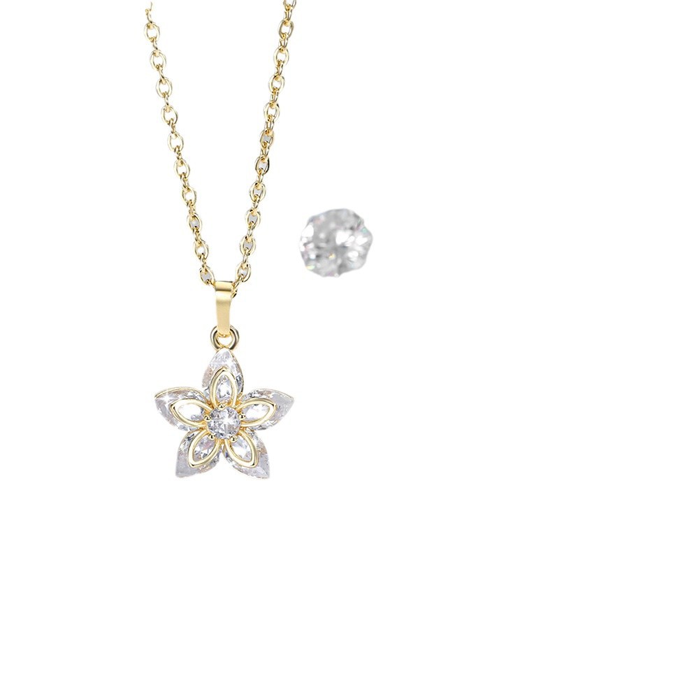 Amazon Zircon flor pernos colgante conjunto de joyería cobre 14K oro o collar pernos joyería mujer