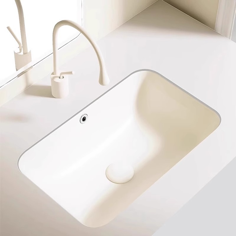 Cream Style Arc-Shaped Ceramic Under-Counter Basin Wash Basin Single Basin Embedded Wash Basin Single Basin Bathroom Balcony Basin