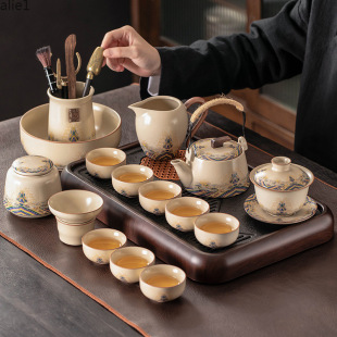 Ruyao Kung Fu Tea Set 2025 New Style Household Accessible Luxury High-End Ceramic Teapot Office Reception Tea Drinking