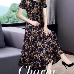 新款春夏季连衣裙洋气大码女装减龄时尚韩版中年妈妈花裙子潮流