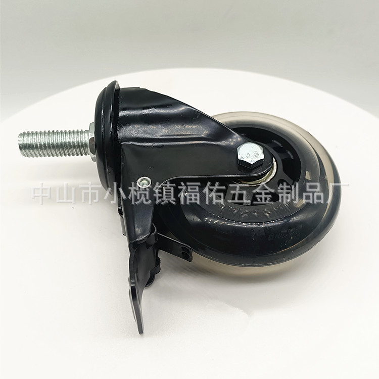 厂家批发1.5寸透明实心高耐磨静音灌注轮子定位按摩轮辅助PU轮