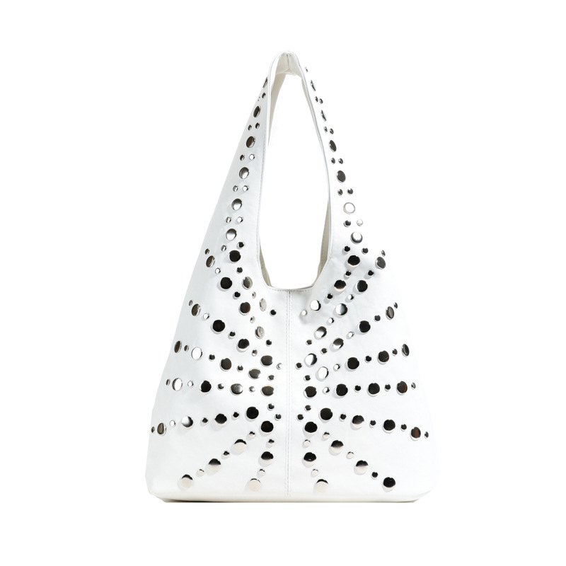 Bolso de textura transfronteriza 2025 verano nuevo estilo bolso retro remache bandolera bolso de mensajero de gran capacidad mujer