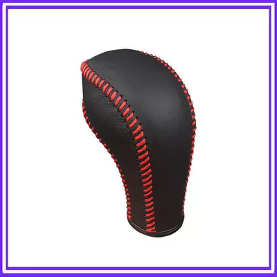 gear shift knob cover, Sürətlər qutusu və əl tormozu başlıqları - 09-15-regal-black-leather-with-red-stitching-genuine-leather