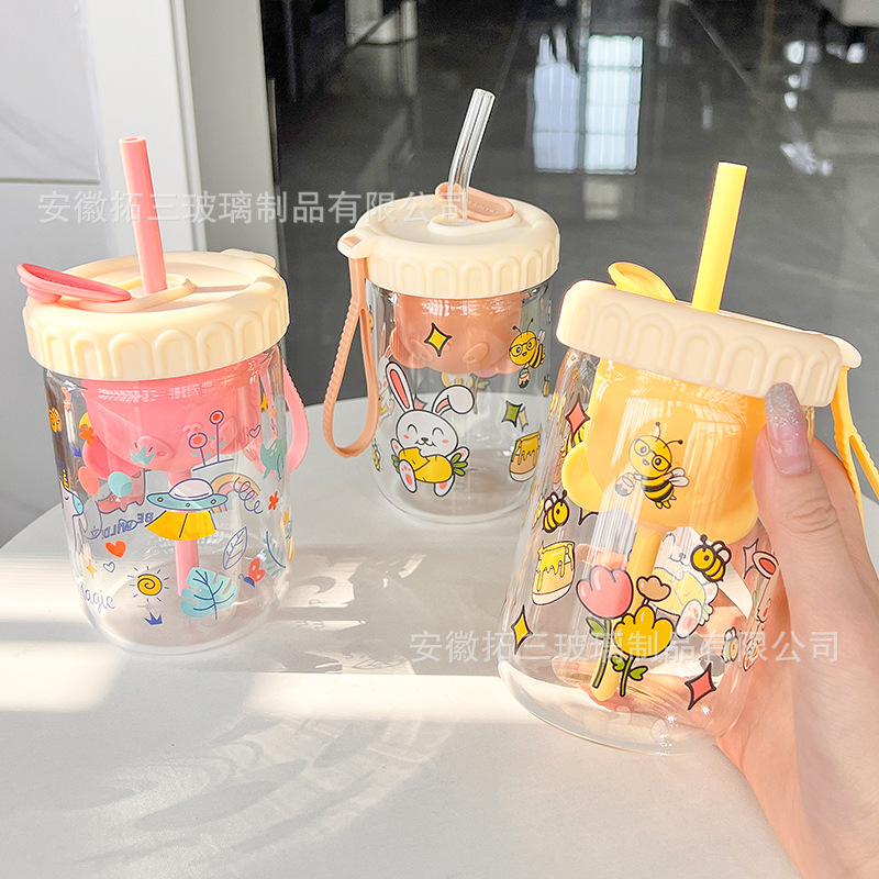 水杯女生辦公室吸管玻璃杯2023新款茶水分離杯子便攜1000咖啡杯隨