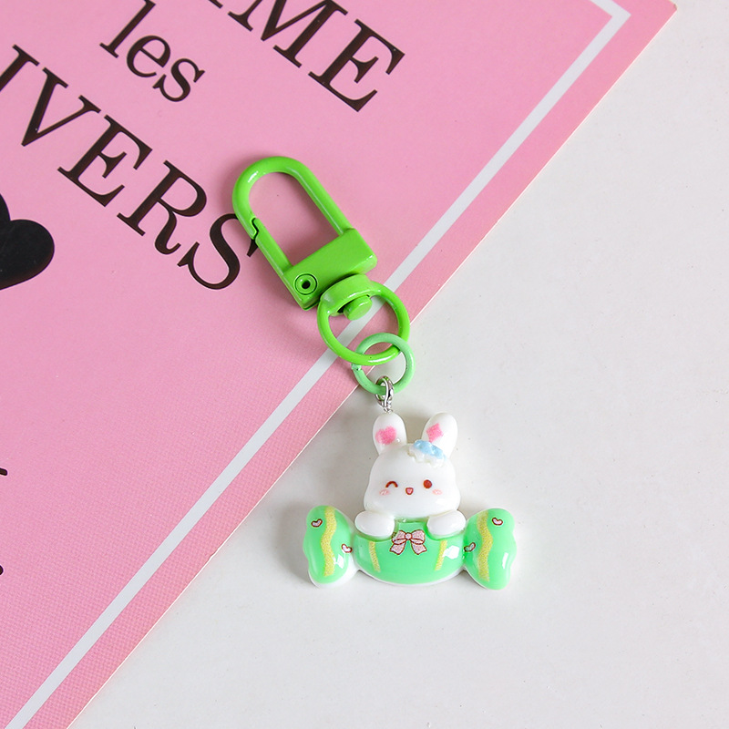 Lindo bolsa de conejito kindergarten adornos resina oso llavero colgante estudiante mochila pequeños regalos