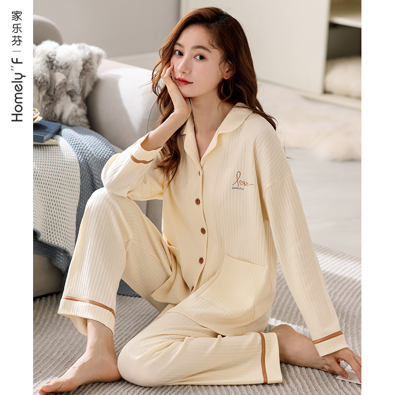 Pijamas de las mujeres primavera y otoño 100% algodón manga larga verano Delgado homewear más tamaño traje