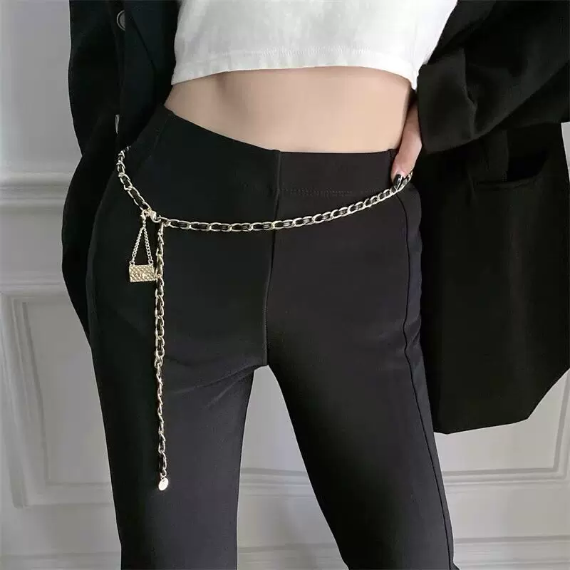 欧美轻奢小香风法式复古腰链女高级感金属编织西装裤链链条细腰带