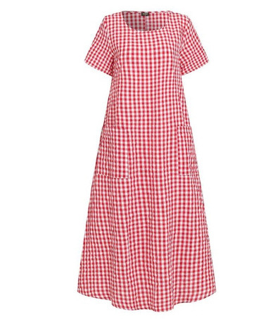 Aliexpress Independent Site Aliexpress Short-Sleeved Extra-Long Plaid Dress Aliexpress Independent Site Aliexpress Short-Sleeved Extra-Long Plaid Dress